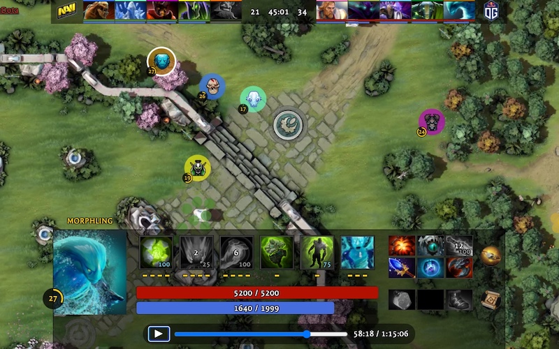 Screenshot: ReDota, revisiting past Dota 2 matches in a web browser