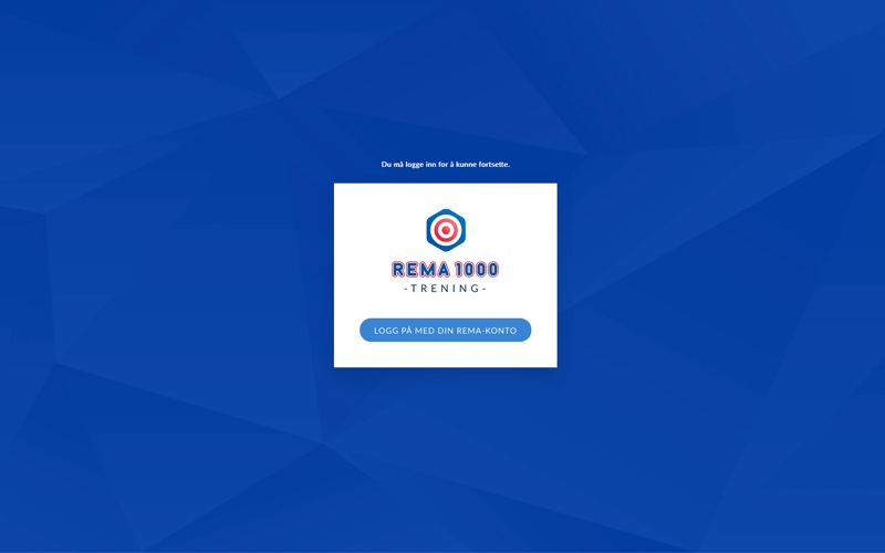 Screenshot: REMA 1000 Training portal login screen